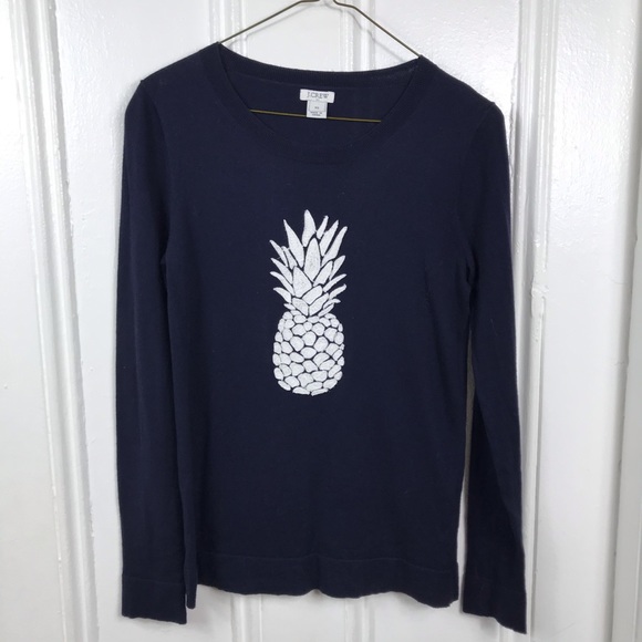 J.Crew Factory navy pineapple sweater long sleeve - Picture 2 of 8
